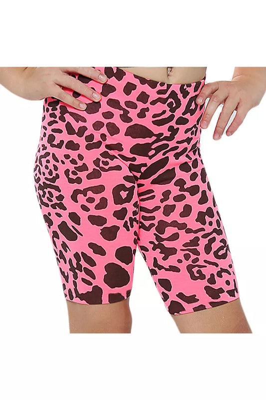 Girls Leopard Print Cycling Shorts Gymnastics Dance Pants