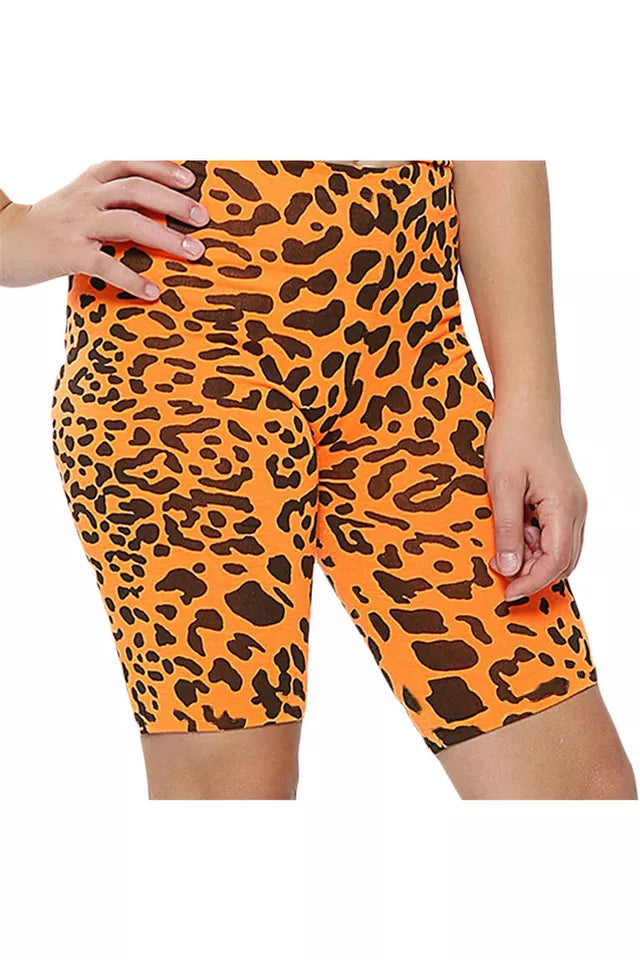 Girls Leopard Print Cycling Shorts Gymnastics Dance Pants