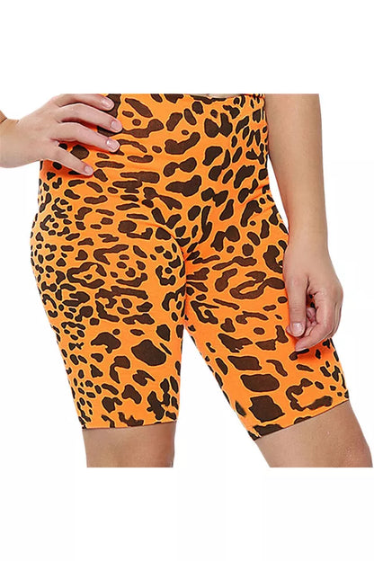 Girls Leopard Print Cycling Shorts Gymnastics Dance Pants
