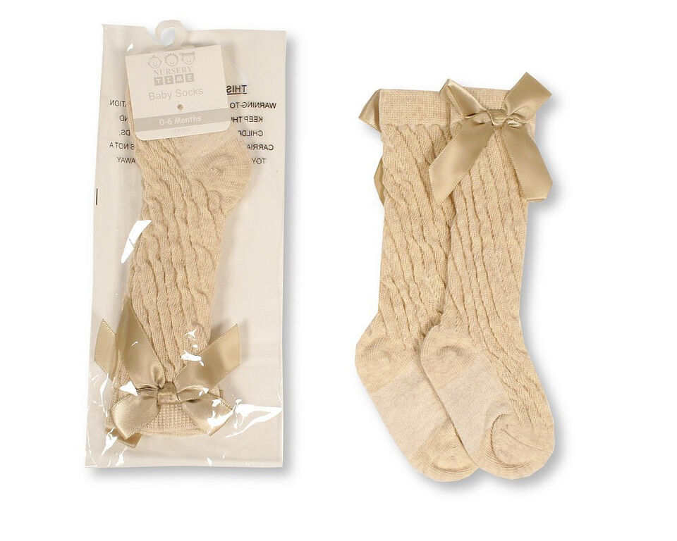 Baby Infant Socks Knee High With Bow 6 - 12 Months Babies Infant
