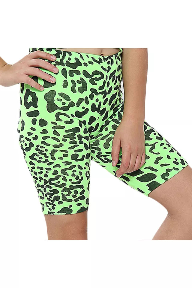 Girls Leopard Print Cycling Shorts Gymnastics Dance Pants