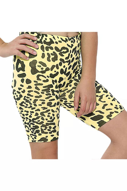 Girls Leopard Print Cycling Shorts Gymnastics Dance Pants