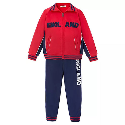 Boys Sports Tracksuit Outfit Kit Top Trousers England Football Soccer