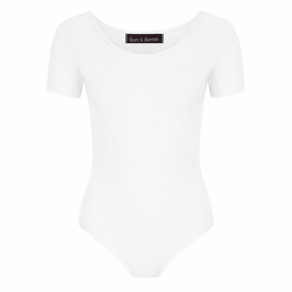Girls Dance Leotard Plain Microfibre Stretchy Ballet Short Sleeve Bodysuit Gym