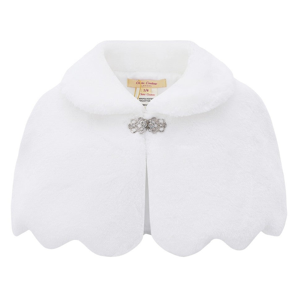 Girls Bolero Bridesmaid Tippet Wrap Stole Shrug Ivory Pink 3-14 Years