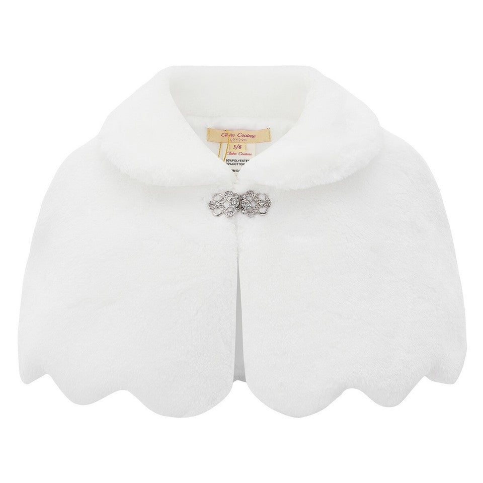 Girls Bolero Bridesmaid Tippet Wrap Stole Shrug Ivory Pink 3-14 Years