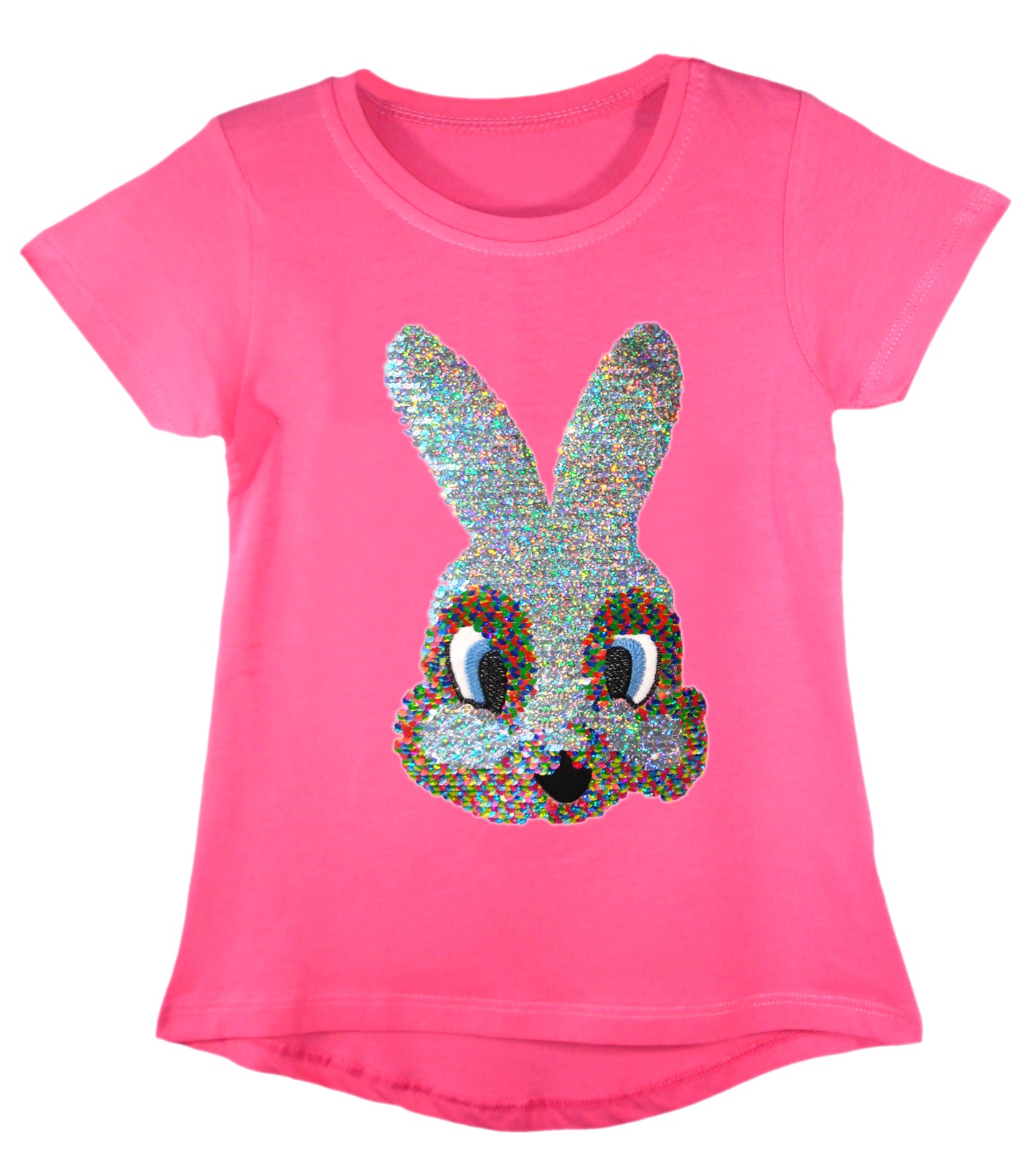 Girls Shiny Sequin Face T-Shirt