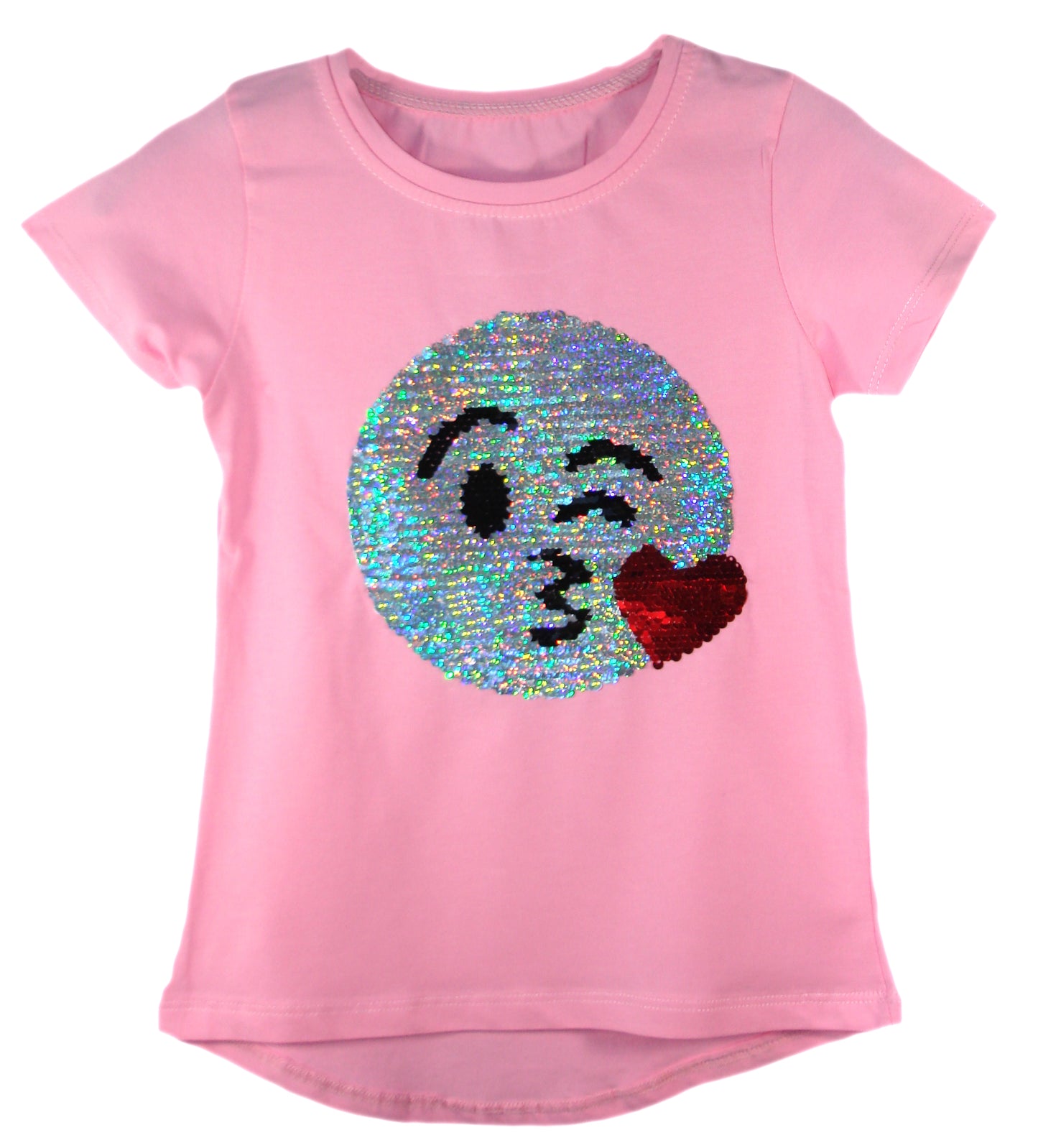 Girls Shiny Sequin Face T-Shirt