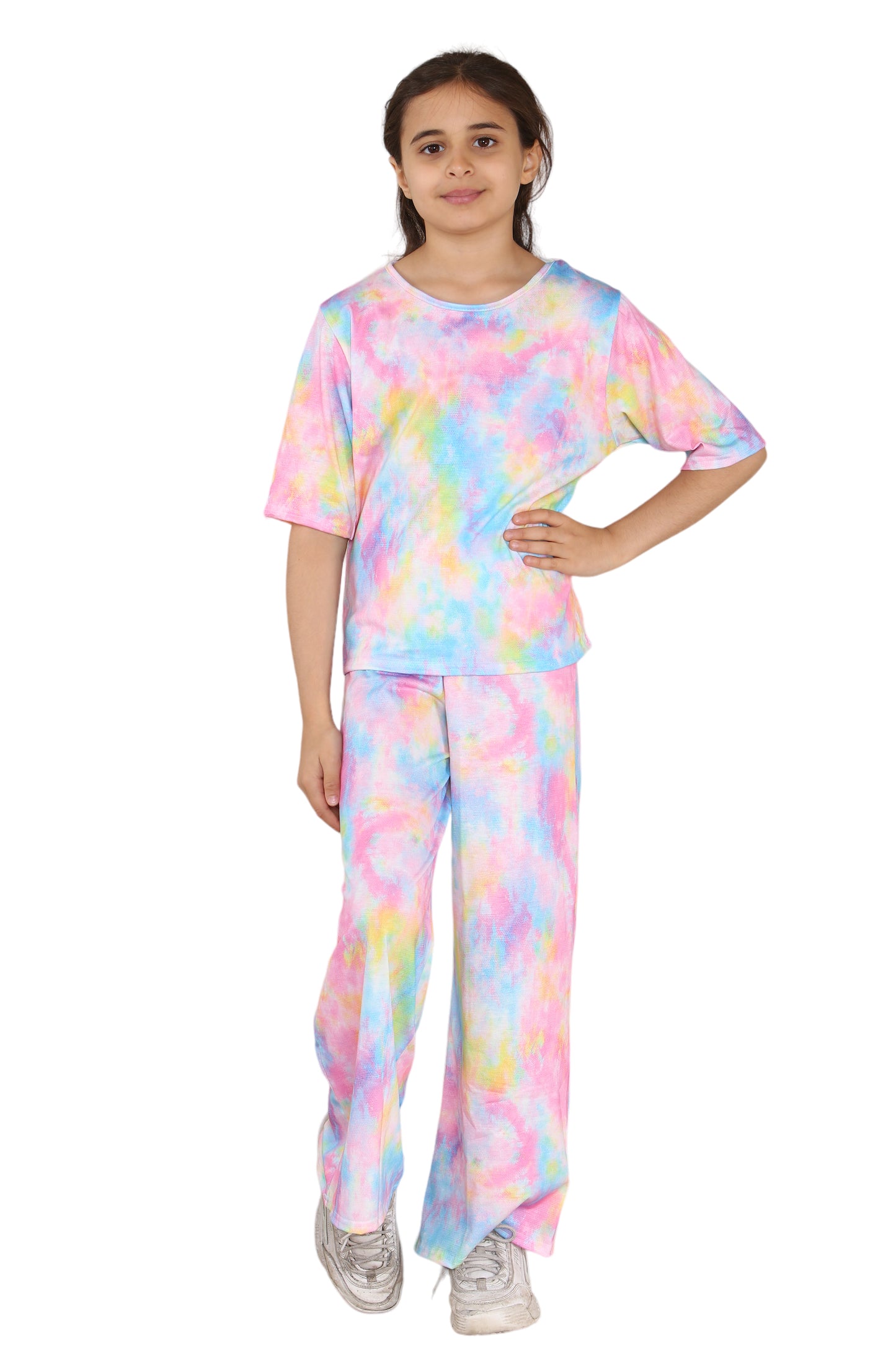 Girls Tie Dye Pyjamas T-Shirt and Trouser Set