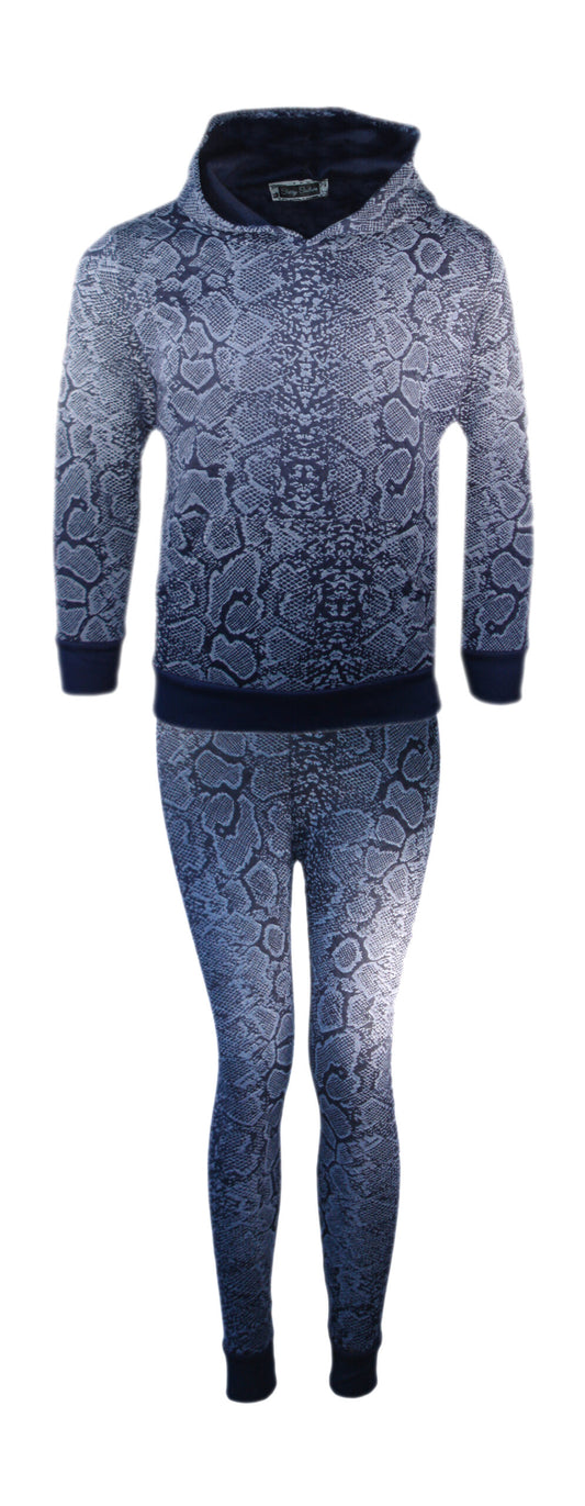 Girls Snake Print Tracksuit Hoodie & Leggings Set