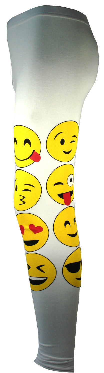 Girls Funny Faces Leggings - White
