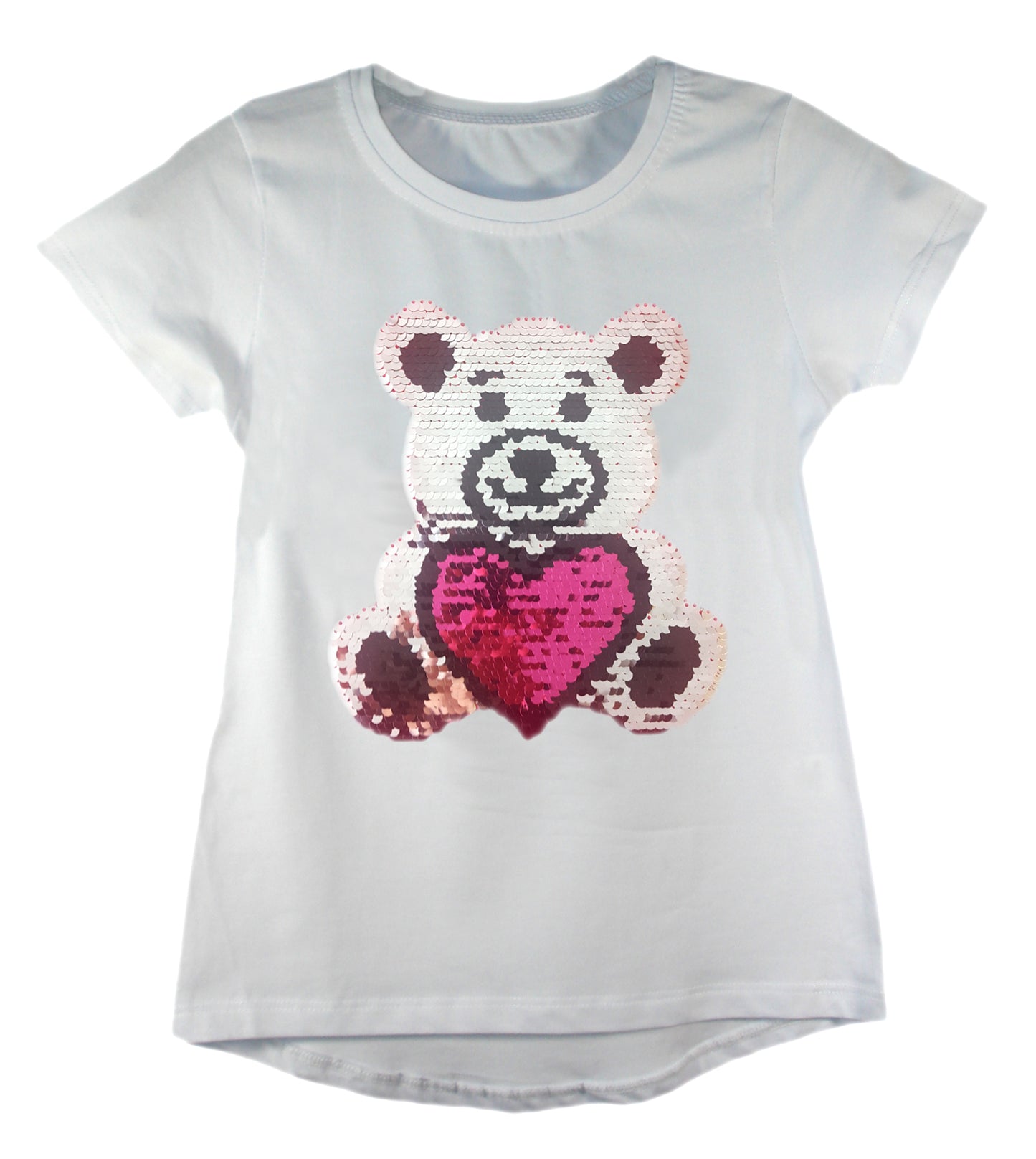 Girls Shiny Sequin Face T-Shirt