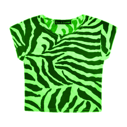 Girls Zebra Print Neon Crop Tops & Shorts