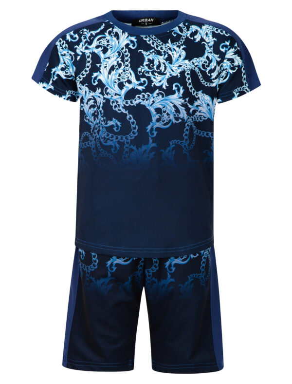 Boys Summer T-Shirt And Shorts Set - Blue Chain