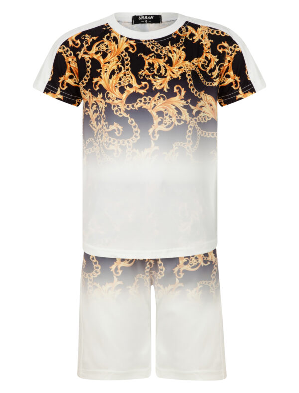 Boys Summer T-Shirt And Shorts Set - White Chain