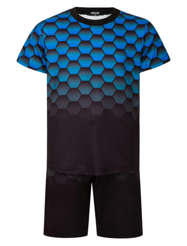 Boys Summer T-Shirt And Shorts Set - Blue Honeycomb