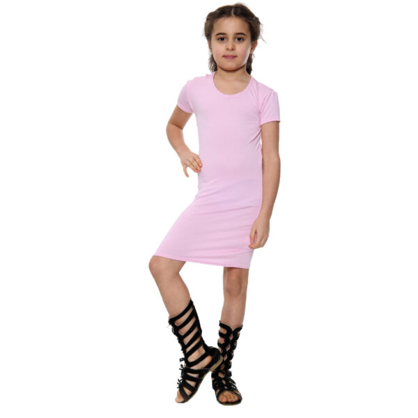 Girls Bodycon Midi Plain Dress - Baby Pink