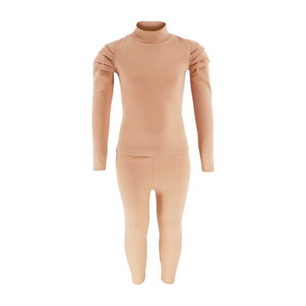 Girls Ruched Sleeve Lounge Wear Tracksuit - Beige