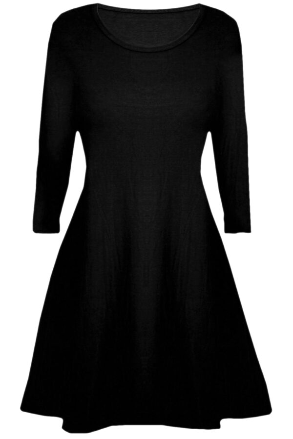 Girls Plain Swing Dress - Black