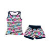 Girls Floral Striped Shorts Set Vest Top Outfit