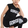 Girls Gorgeous Print Neon Crop Top & Leggings Set - Black