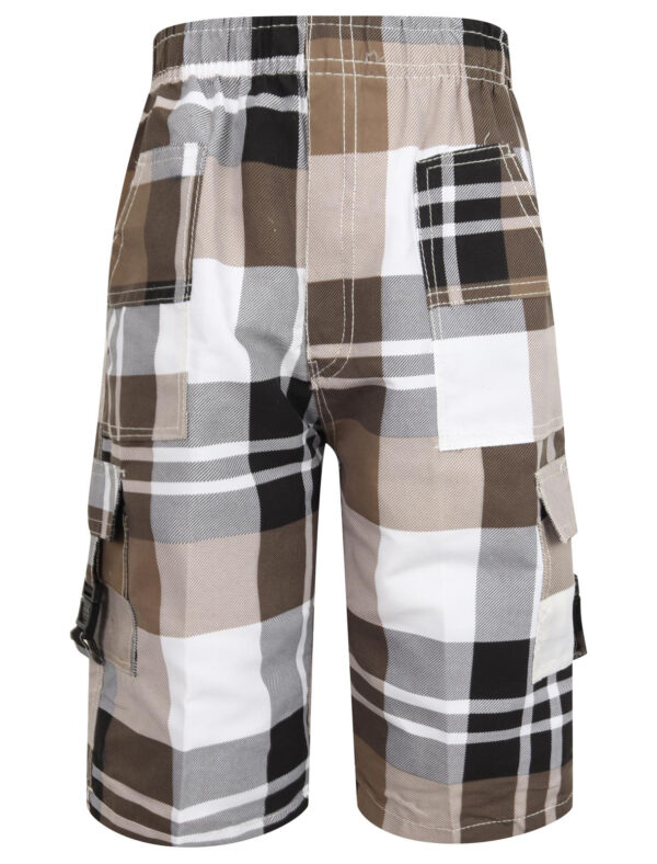 Boys Summer Patterned Shorts - Brown Checks