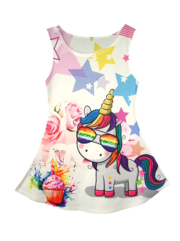Girls Unicorn Summer Swing Dress