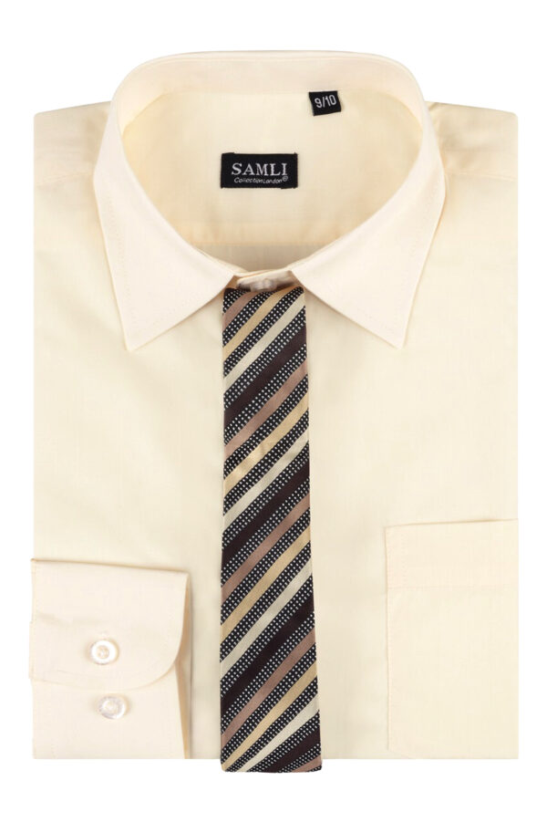 Boys Formal Shirt With Tie - Cream