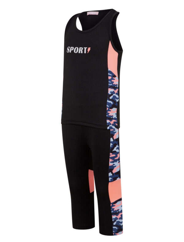 Girls Sports Vest Set - Black