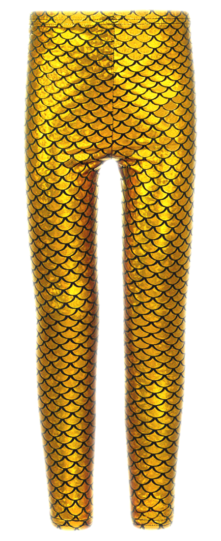 Girls Mermaid Metallic Leggings - Gold