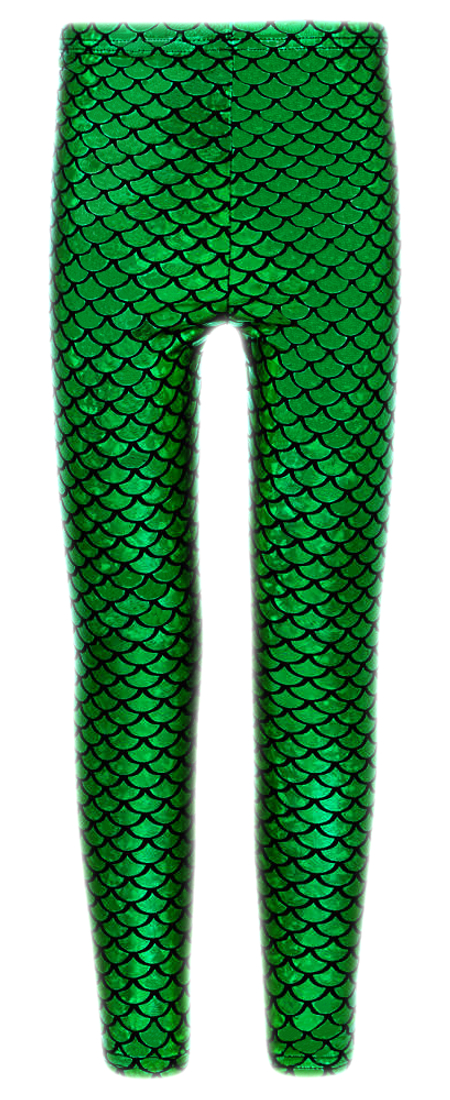 Girls Mermaid Metallic Leggings - Green