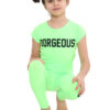 Girls Gorgeous Print Neon Crop Top & Leggings Set - Green