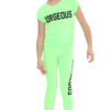 Girls Gorgeous Print Neon Crop Top & Leggings Set - Green