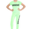 Girls Gorgeous Print Neon Crop Top & Leggings Set - Green