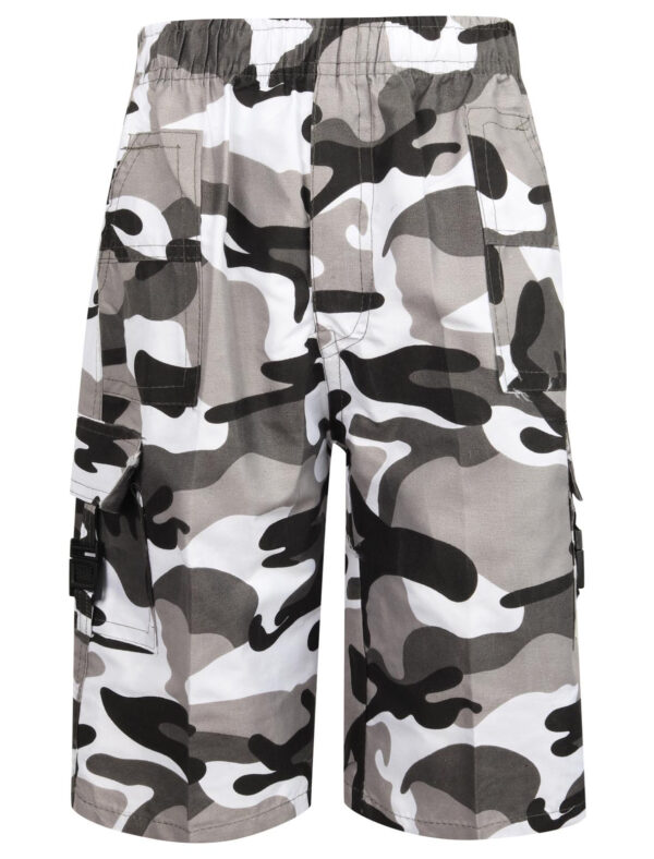 Boys Summer Patterned Shorts - Grey Camo