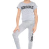 Girls Gorgeous Print Neon Crop Top & Leggings Set - Grey