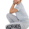 Girls Gorgeous Print Neon Crop Top & Leggings Set - Grey