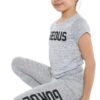 Girls Gorgeous Print Neon Crop Top & Leggings Set - Grey