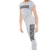 Girls Gorgeous Print Neon Crop Top & Leggings Set - Grey