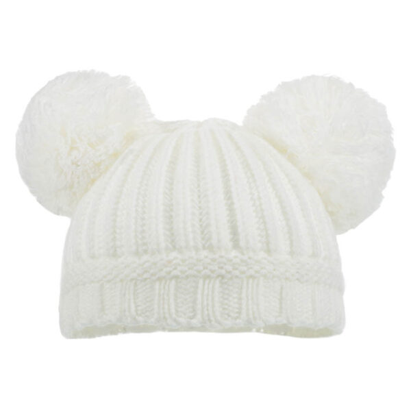Baby Knitted Pom Pom Winter Hat - Cream