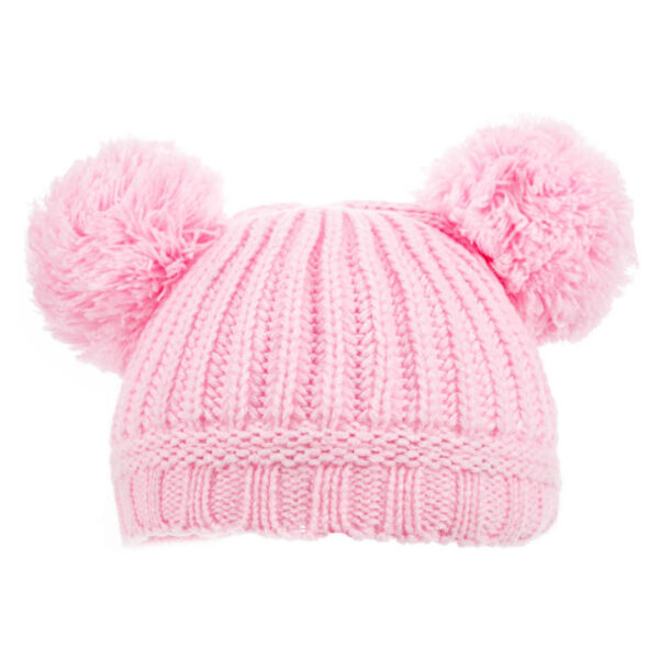 Baby Knitted Pom Pom Winter Hat - Pink