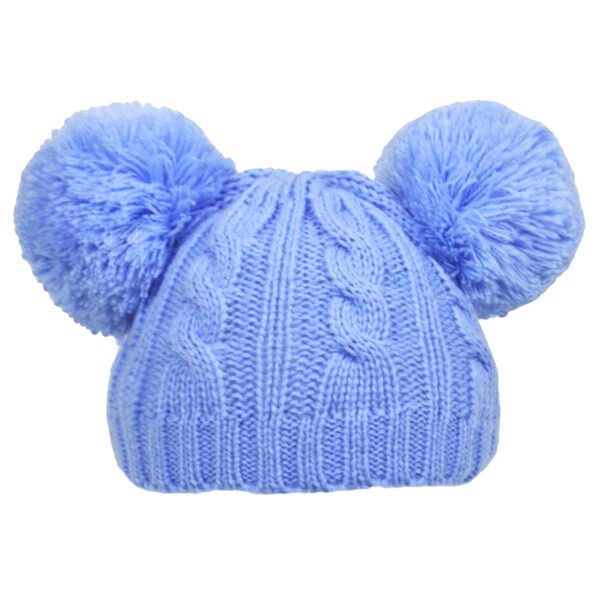 Baby Knitted Pom Pom Winter Hat - Blue