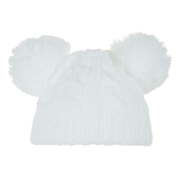 Baby Knitted Pom Pom Winter Hat - White