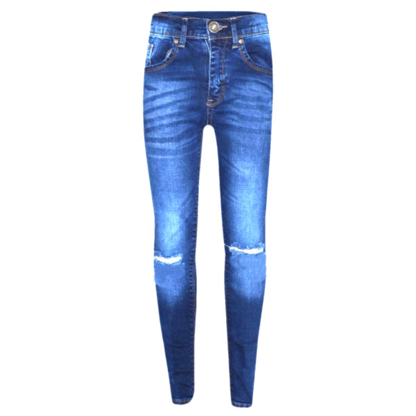 Girls Denim Ripped Skinny Jeans - Light Blue