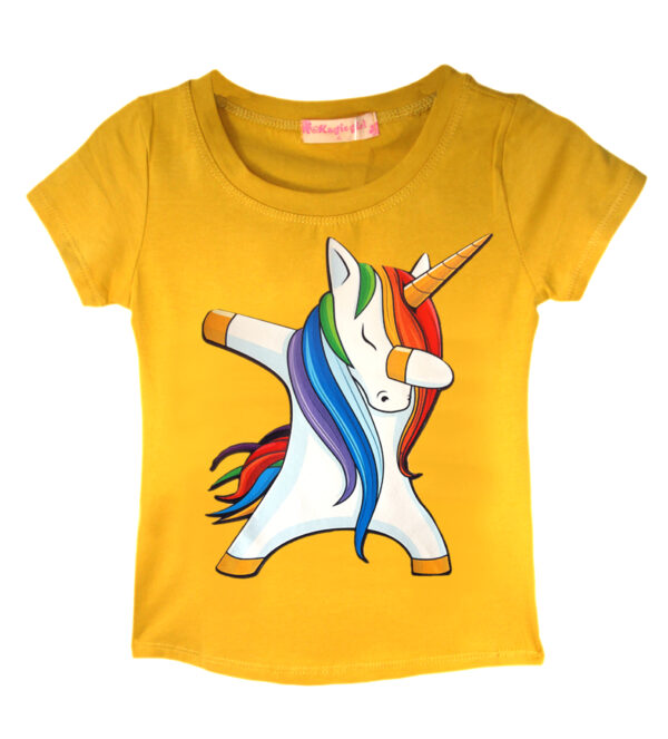 Girls Dab Unicorn T-Shirt - Mustard Dab
