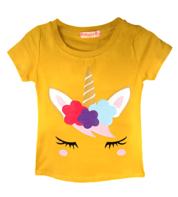 Girls Dab Unicorn T-Shirt - Mustard Lashes