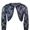 Girls Lace Bolero Shrug Long Sleeve Cardigan - Navy