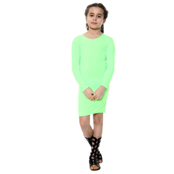 Girls Long Sleeve Bodycon Midi Dress - Green