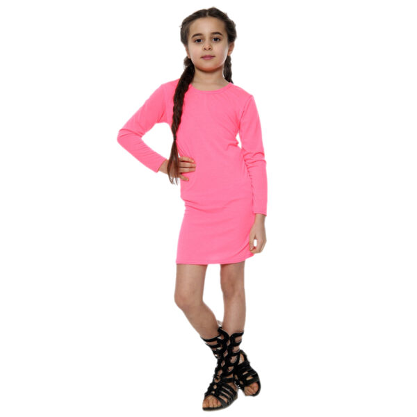 Girls Long Sleeve Bodycon Midi Dress - Pink