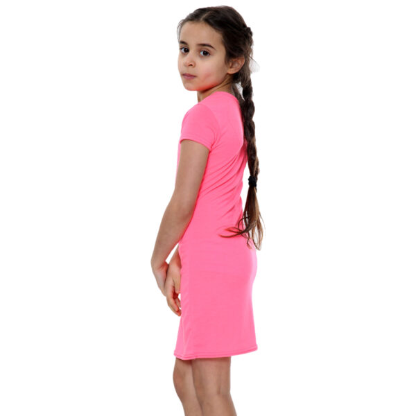 Girls Bodycon Midi Plain Dress - Neon Pink